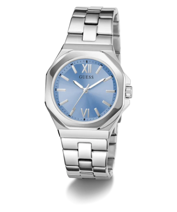 guess-gw0873l1-montre-femme-detail-cadran-bleu-clair.webp GUESS Empress GW0873L1 Montre Femme Argentée Cadran Bleu