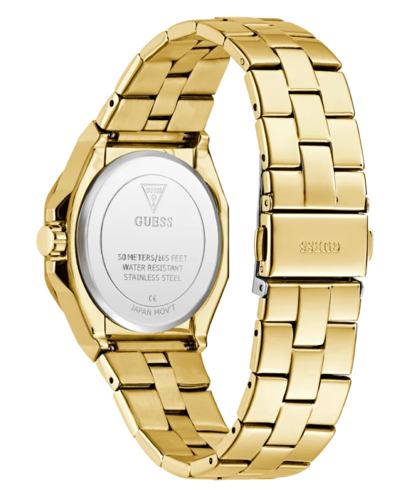 guess-gw0873l2-femme-cadran-vert-acier-dore-dos.webp Montre femme GUESS GW0873L2 Empress en acier inoxydable doré avec cadran vert