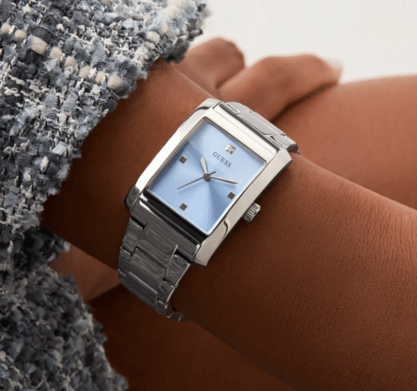 Montre femme Guess GW0876L1 en acier inoxydable avec cadran bleu glacier et bracelet argenté