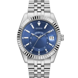 Montre homme Guess Jaden GW0977G1 en acier inoxydable avec cadran bleu et date