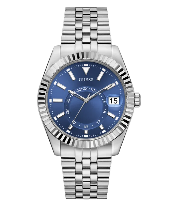 Montre homme Guess Jaden GW0977G1 en acier inoxydable avec cadran bleu et date