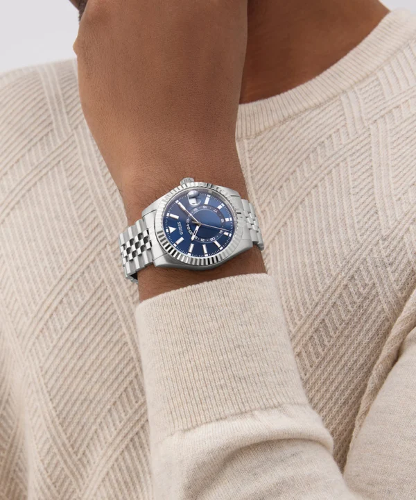 Montre homme Guess Jaden GW0977G1 en acier inoxydable avec cadran bleu et date