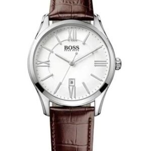 hugo-boss-1513021-ambassador-1-e1788519863303-1.jpg Montre Homme Hugo Boss 1513021 Ambassador – Cadran Blanc & Bracelet Cuir Marron 43 mm