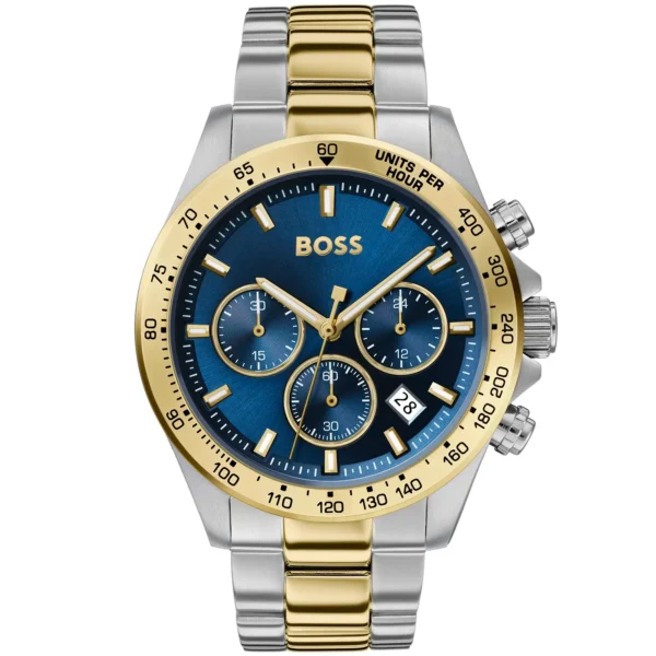 hugo-boss-1513767-hero-cadran-bleu-chronographe.webp Hugo Boss 1513767 Hero – Montre homme chronographe bicolore