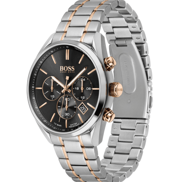 hugo-boss-1513819-champion-profil-bicolore-chronographe-maroc.png Montre Homme Hugo Boss Champion 1513819 Bicolore Argent et Or Rose, Chronographe