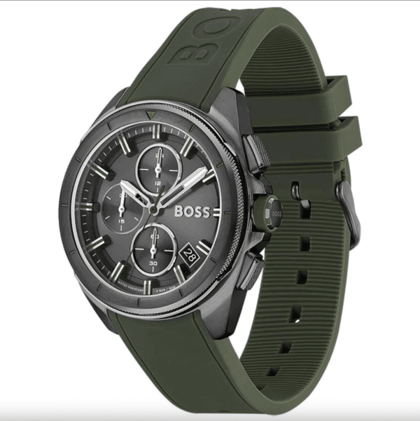 hugo-boss-volane-1513952-grey-green-silicone-chronograph.png Montre Hugo Boss Volane 1513952– Chronographe Cadran Gris & Silicone Kaki