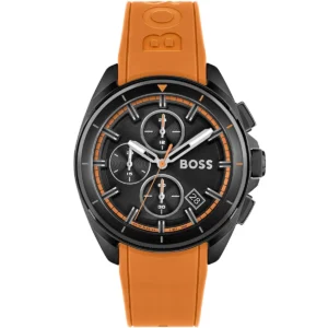 hugo-boss-volane-1513957-montre-homme-cadran-noir-bracelet-orange-face.webp HUGO BOSS Volane Orange 1513957 Montre Homme Chronographe