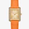 Montre Michael Kors Emery MK2983 – Dorée Pavé Cristaux & Cuir Orange Vif