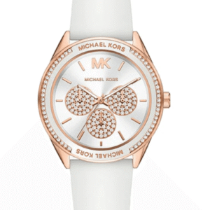 michael-kors-jessa-mk6945-or-rose.png Montre Femme Michael Kors Jessa MK6945 : Le Sport-Chic Or Rose et Blanc