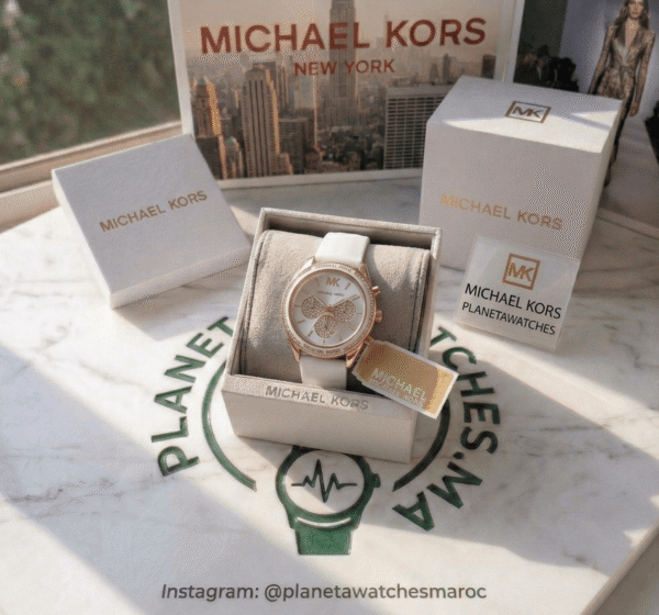 michael-kors-jessa-mk6945-or-rose-maroc.png Montre Femme Michael Kors Jessa MK6945 : Le Sport-Chic Or Rose et Blanc