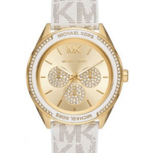 michael-kors-jessa-mk7204-or-blanc.png Montre Femme Michael Kors Jessa MK7204 : L'Éclat Doré et Blanc Multifonction