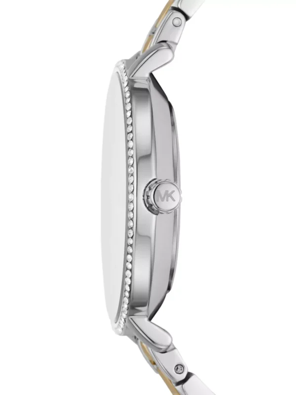 michael-kors-mk1041-pyper-profil-boitier-acier.webp Michael Kors MK1041 Pyper – Montre femme bicolore pavée