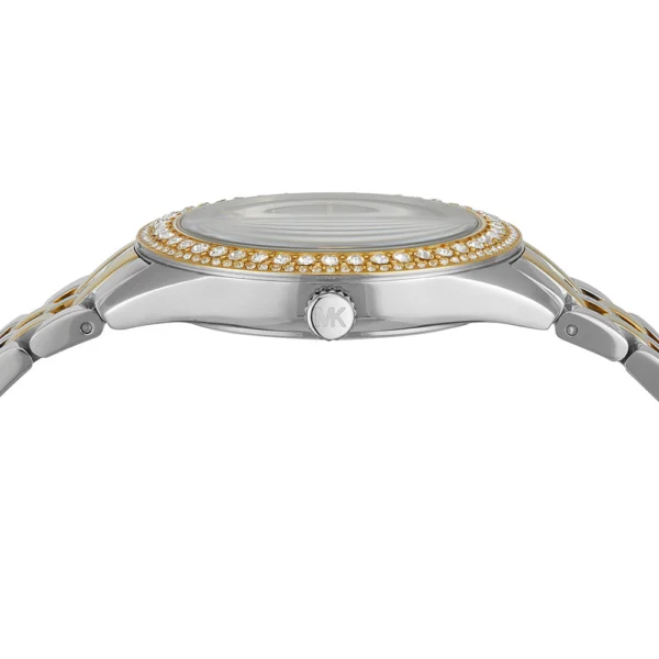 michael-kors-mk4811-harlowe-cadran-argente-cristaux.webp Michael Kors MK4811 Harlowe – Montre femme bicolore pavée