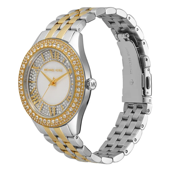 michael-kors-mk4811-harlowe-montre-bicolore-vue-angle.webp Michael Kors MK4811 Harlowe – Montre femme bicolore pavée