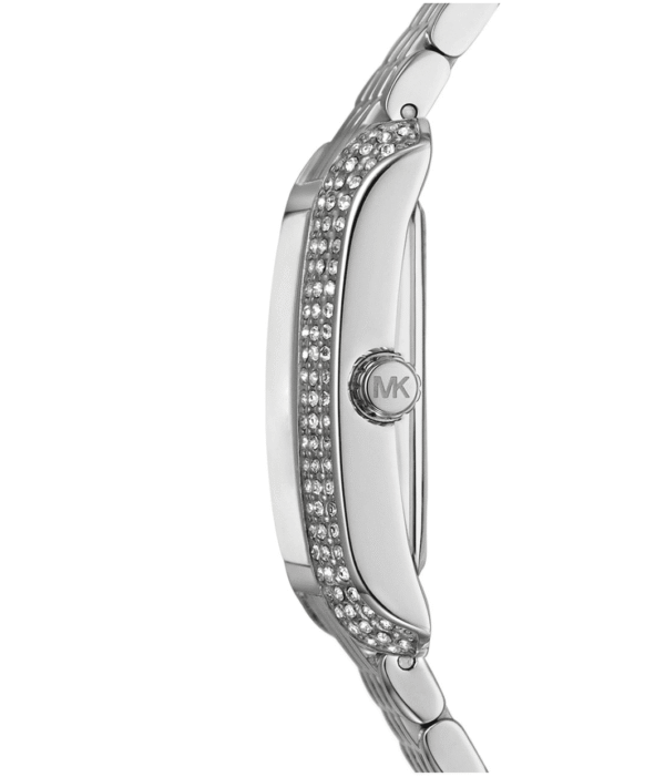 michael-kors-mk4829-profil-boitier-rectangulaire.png Michael Kors EMERY MK4829 pour femme argent bleu