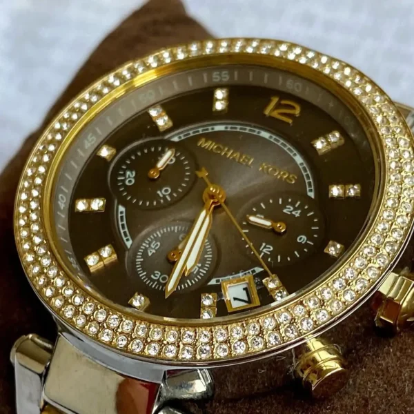Michael Kors MK6118 Parker – Montre femme chronographe bicolore