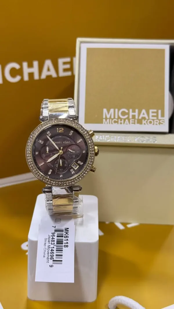 Michael Kors MK6118 Parker – Montre femme chronographe bicolore