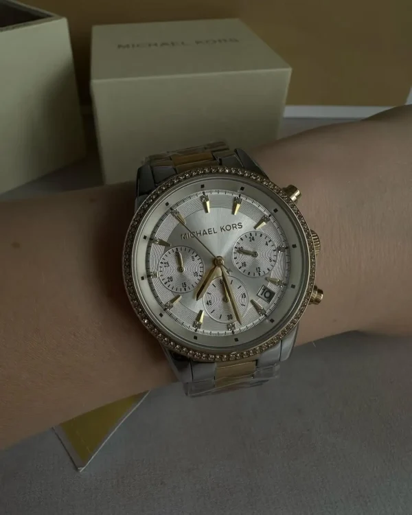 Michael Kors MK6474 Ritz – Montre Femme Chronographe Bicolore