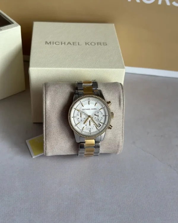 Michael Kors MK6474 Ritz – Montre Femme Chronographe Bicolore