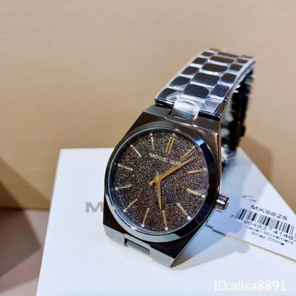 michael-kors-mk6625-femme-cadran-noir-acier-noir-bracelet-detail.webp Montre Femme Michael Kors MK6625 Channing Acier Noir Cadran Pailleté