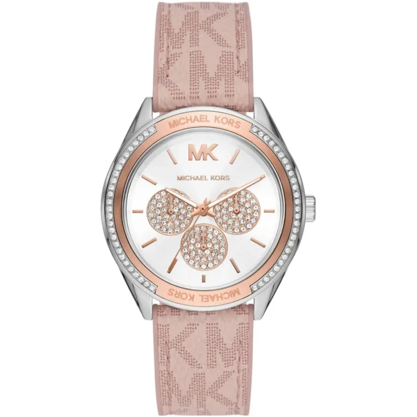 michael-kors-mk7206-montre-femme-cadran-argent-bracelet-rose-face.webp MICHAEL KORS Jessa MK7206 Montre Femme Rose Argentée