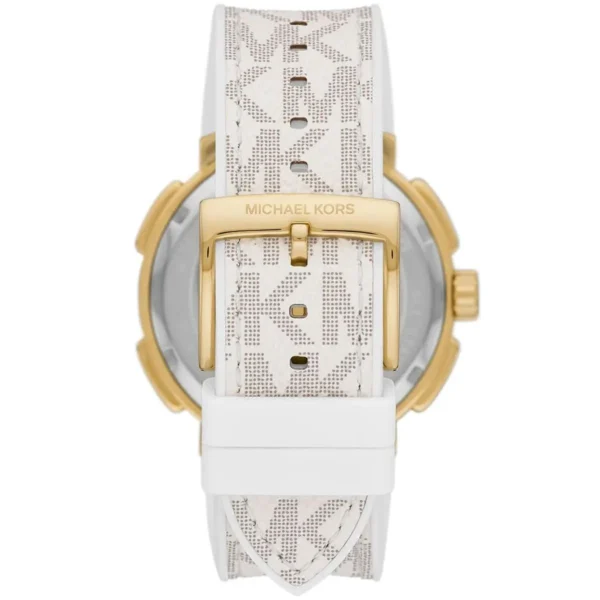 michael-kors-mk7221-montre-femme-bracelet-blanc-detail.webp MICHAEL KORS Sidney MK7221 Montre Femme Blanche Dorée