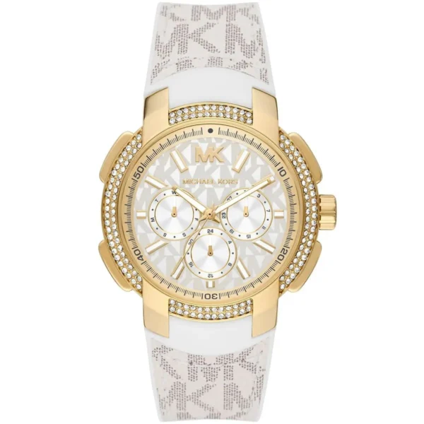 michael-kors-mk7221-montre-femme-cadran-blanc-bracelet-blanc-dore-face.webp MICHAEL KORS Sidney MK7221 Montre Femme Blanche Dorée