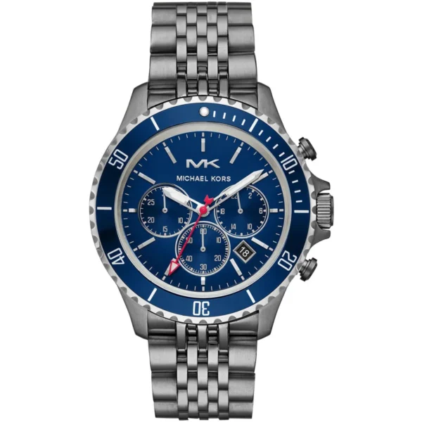 michael-kors-mk8727-montre-homme-cadran-bleu-face.webp MICHAEL KORS Bayville MK8727 Montre Homme Chronographe Bleu