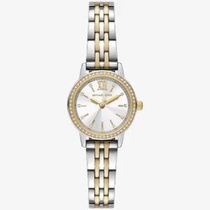 michael-kors-mko1172-montre-femme-bicolore-pave-au-maroc-scaled-1.webp Michael Kors MKO1172 Melissa miniature en acier inoxydable bicolore avec détails pavé