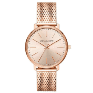 michael-kors-pyper-mk4340-rose-gold-mesh-watch-front.png Montre Michael Kors Pyper MK4340 – Or Rose Maille Milanaise & Cadran Sunray Cristaux