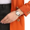 Montre Femme Emporio Armani Arianna AR11195 – Cadran Blanc Rayé Violet, Boîtier 32 mm, Bracelet Acier Argenté
