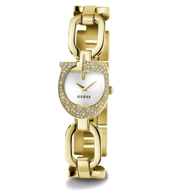 montre-bijou-guess-gw0683l2-bracelet-chaine-doree.png Montre Femme GUESS GW0683L2 : L'Éclat Doré du Boîtier en "G"