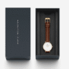 Daniel Wellington Petite St Mawes 28mm Or Rose – Cuir Marron Blanc Femme