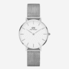 Daniel Wellington Petite 28mm Argent – Mesh Blanc Femme Minimaliste