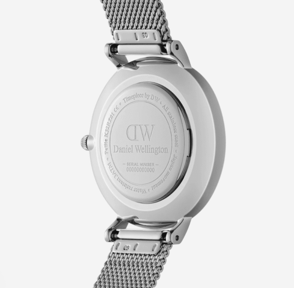 Daniel Wellington Petite 28mm Argent – Mesh Blanc Femme Minimaliste