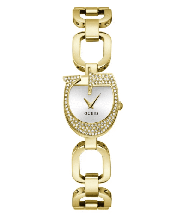 montre-femme-guess-gw0683l2-boitier-forme-g-or.png Montre Femme GUESS GW0683L2 : L'Éclat Doré du Boîtier en "G"