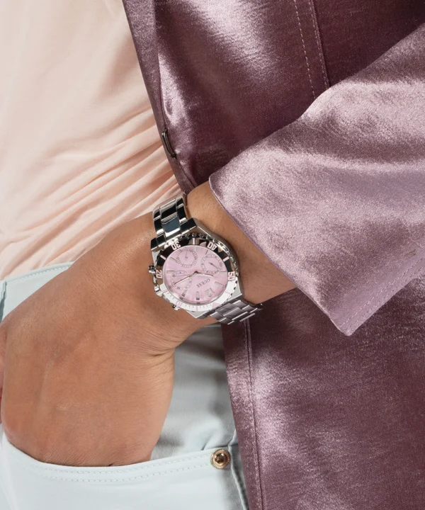 GUESS GW0696L1 Color Fusion – Montre Femme Argentée à Cadran Rose