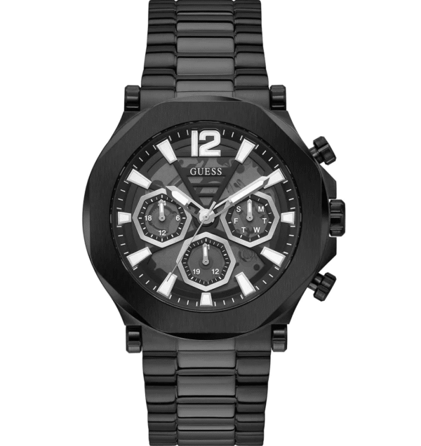 montre-guess-gw0539g3-maroc-cadran-noir-squelette-multifonction.png Guess Edge GW0539G3 – Chronographe Octogonal Noir Total Homme (GW0539G3)