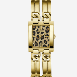 Montre Femme GUESS GW0807L2 : Boîtier Rectangulaire Doré et Cadran Léopard