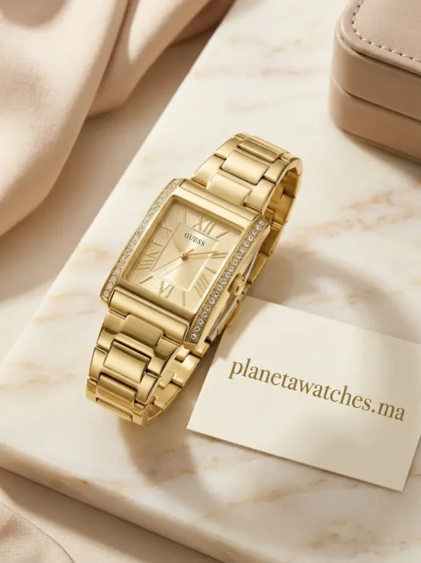 Montre Guess GW0874L4 Femme – Boîtier Rectangulaire Doré 27 mm en Acier Inoxydable Poli