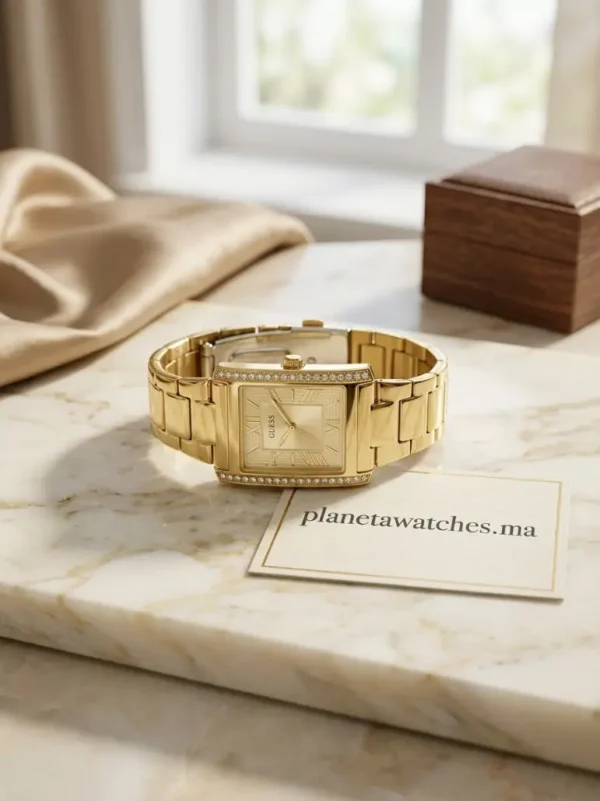 Montre Guess GW0874L4 Femme – Boîtier Rectangulaire Doré 27 mm en Acier Inoxydable Poli