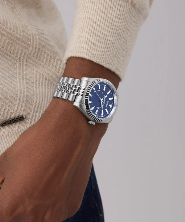 Montre homme Guess Jaden GW0977G1 en acier inoxydable avec cadran bleu et date