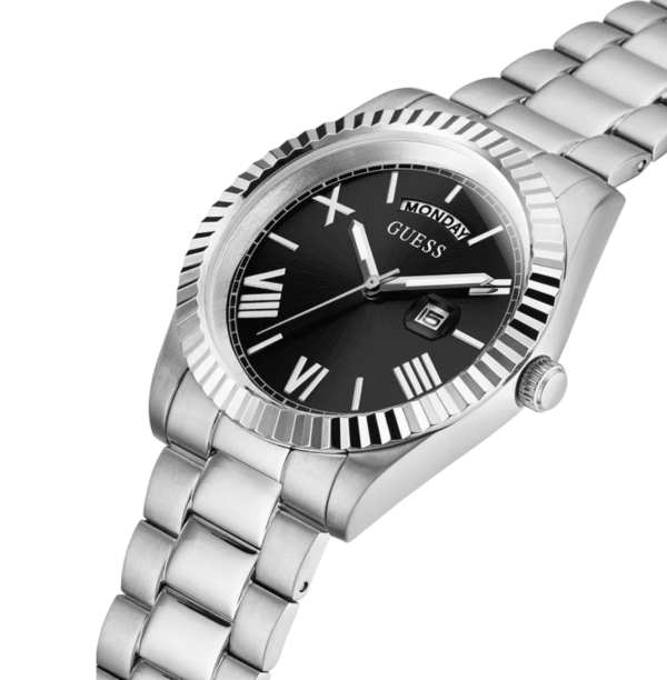 montre-homme-guess-gw0265g1-bracelet.png Montre Homme Guess Day/Date Watch GW0265G1 — Argenté Cadran Noir
