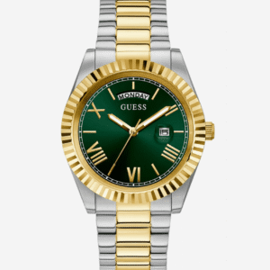 montre-homme-guess-gw0265g8-face.png Montre Homme Guess Day/Date Watch GW0265G8 — Two-Tone Cadran Vert