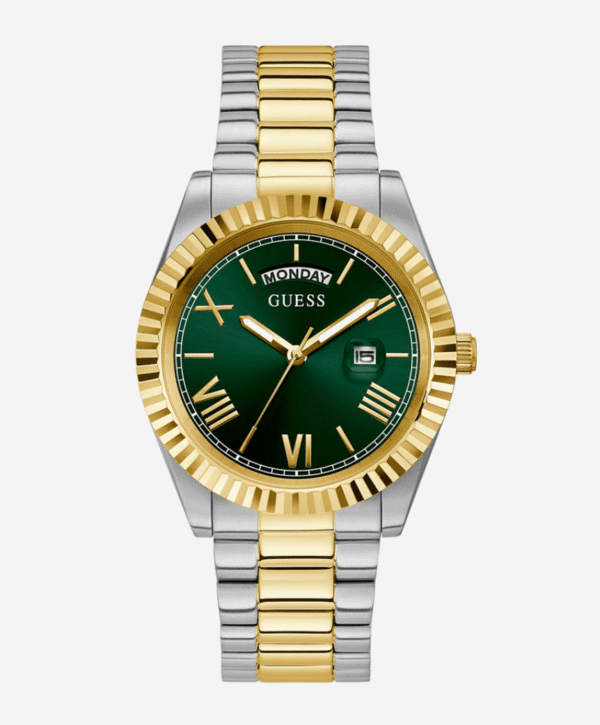 Montre Homme Guess Day/Date Watch GW0265G8 — Two-Tone Cadran Vert
