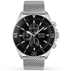 montre-homme-hugo-boss-1513701-ocean-edition-cadran-noir-maroc.png Montre Homme Hugo Boss Pioneer 1513701 : Chronographe Bleu & Bracelet Maille Milanaise
