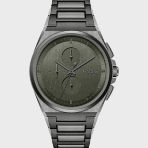 montre-homme-hugo-boss-1514045-steer-gris-vert-olive.png Montre Homme Hugo Boss Steer 1514045 : Chrono Gris Gunmetal & Vert Olive