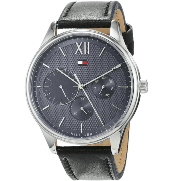 montre-homme-tommy-hilfiger-damon-1791417-face.png Tommy Hilfiger Damon Montre multifonction avec cadran noir et bracelet en cuir noir pour homme - 1791417