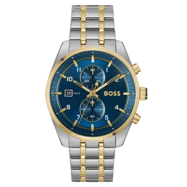 montre-hugo-boss-1514247-bicolore-bleu-maroc.webp Montre Hugo Boss 1514247 Skytraveller Chronographe Bicolore Cadran Bleu Pour Homme