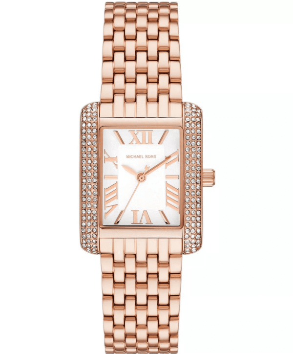 montre-michael-kors-emery-mk4743-or-rose-cadran-blanc-face.png Montre Michael Kors Emery MK4743 Femme — Or Rose Cristaux Pavés
